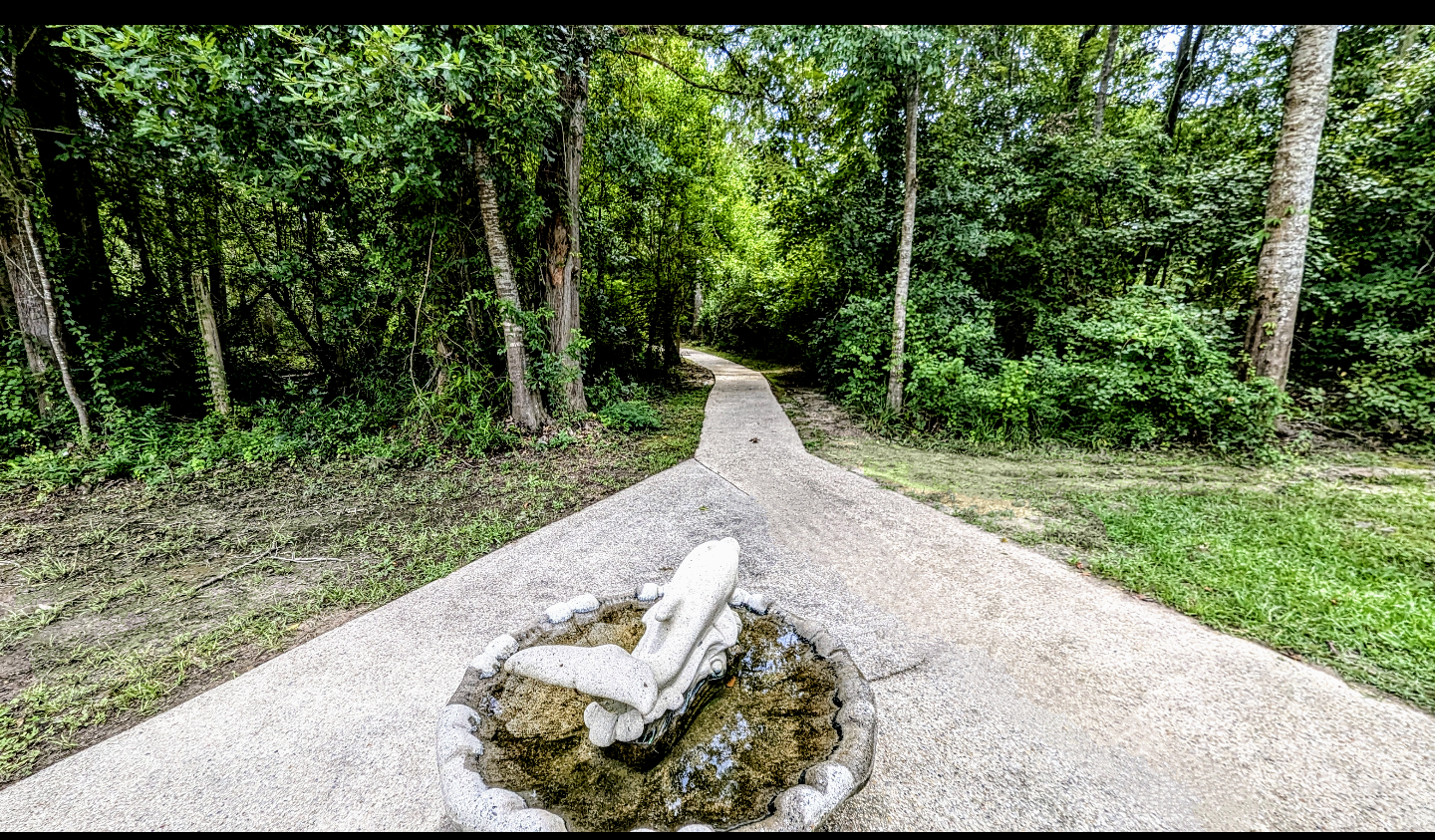 The southern end of the "Wooded Path" starting point at the River Lookout